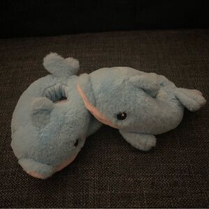 Cute Blue Dolphin Plush Slippers
